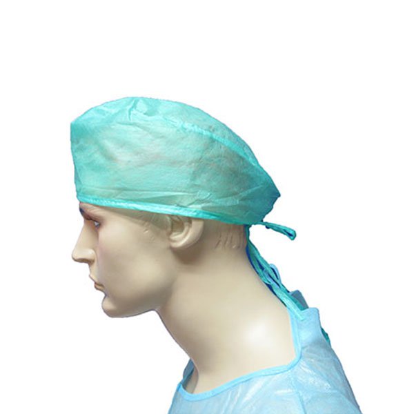 Berretto in tessuto non tessuto monouso con berretto medico fatto a mano con lacci sul retro