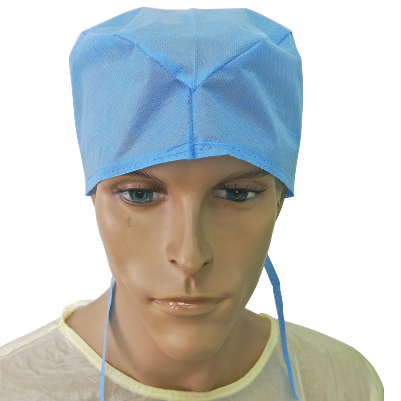 Berretto in tessuto non tessuto monouso con berretto medico fatto a mano con lacci sul retro
